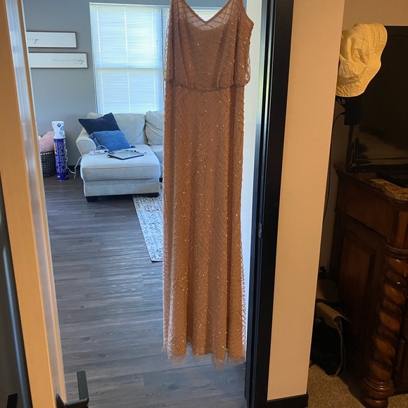 Adrianna Papell-ART DECO BEADED BLOUSON GOWN IN BLUSH - Picture 7 of 7